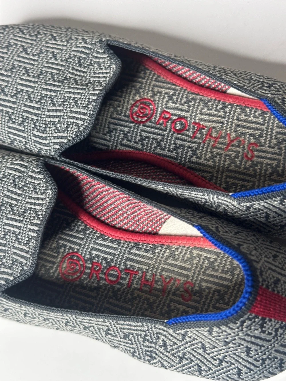 Rothy’s The Loafer Charcoal Grid Retired Pattern Gray Knit Flats 8